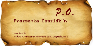 Prazsenka Osszián névjegykártya